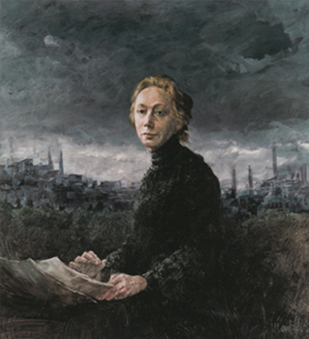 Manfredi, “Käthe Kollwitz”, 120 x 130 cm, tempera acrilica su tela